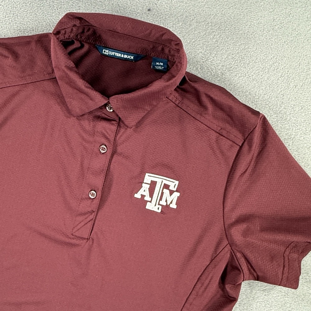 Texas A&M Aggies Polo Shirt Womens Medium Maroon Short Sleeve Cutter & Buck